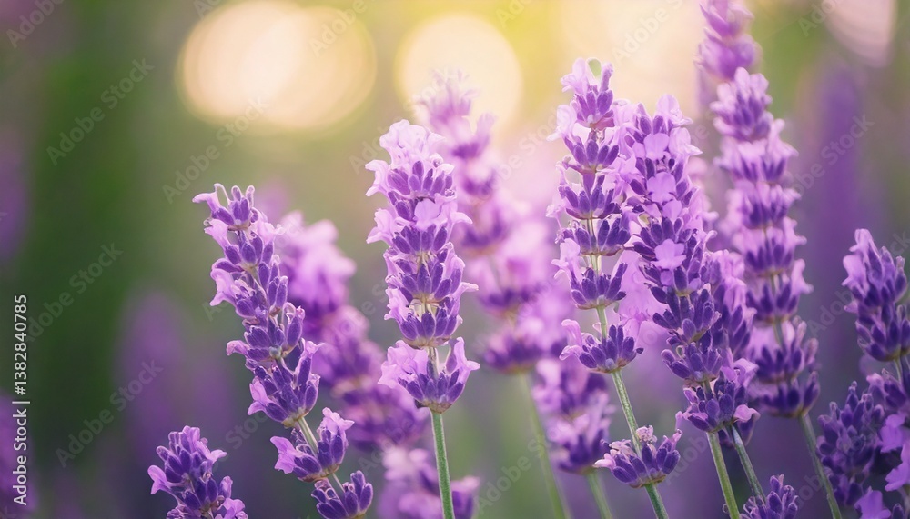 Naklejka premium 美しいラベンダーの花畑 フォトジェニックな風景