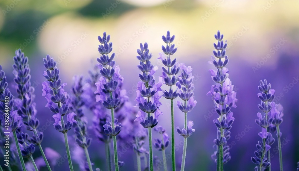 Naklejka premium 美しいラベンダーの花畑 フォトジェニックな風景