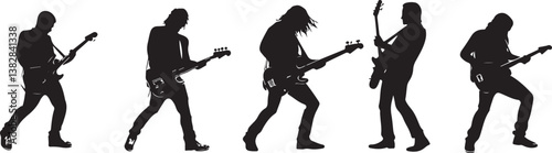Elegant Guitarist Silhouettes" or "Musical Princesses with Guitars