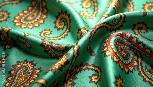 Wallpaper Mural Subtle paisley print in muted greens and browns on silk , minimal, background Torontodigital.ca