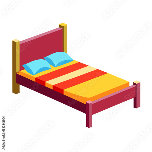 a bed in an isometric or 3D perspective no background vector file.