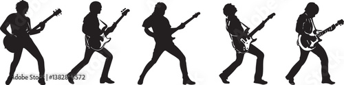 Elegant Guitarist Silhouettes" or "Musical Princesses with Guitars