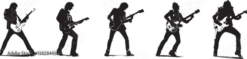 Elegant Guitarist Silhouettes" or "Musical Princesses with Guitars