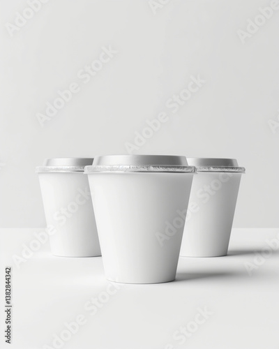 Wallpaper Mural White paper coffee cups on light gray background. Torontodigital.ca
