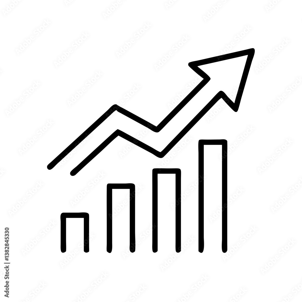 Growth chart showing increasing data trends with success icons Growth chart showing increasing data trends with success icons