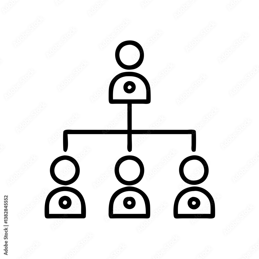Hierarchical organization chart with illustrated figures Hierarchical organization chart with illustrated figures