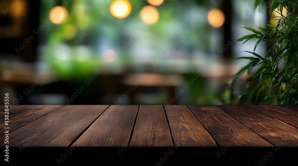 Rustic Wooden Tabletop in Cozy Cafe Ambiance. Rustic Wooden Tabletop in Cozy Cafe Ambiance.