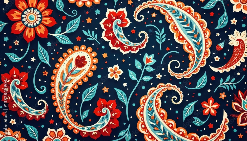 Fototapeta premium Classic paisley print, flowing lines and organic shapes, design element, repeat pattern