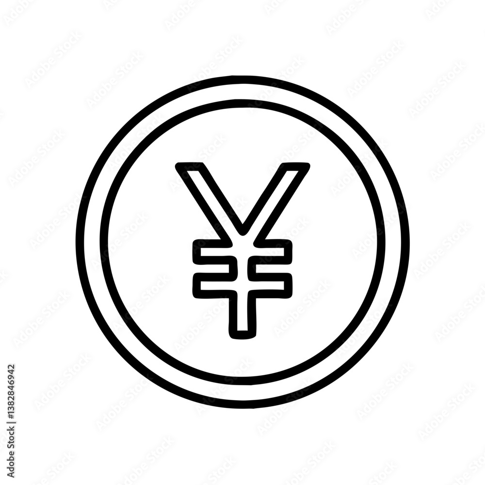 Fototapeta premium Yen symbol in circular outline