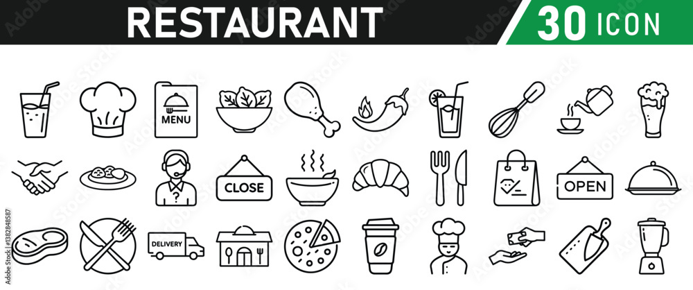 Restaurant related icons set. Vector icon collection Restaurant related icons set. Vector icon collection