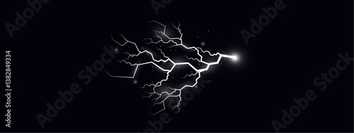 Set of zippers, thunderstorm and effect lightning. Lightning light, thunder thunderbolt, thunderstorm abstract