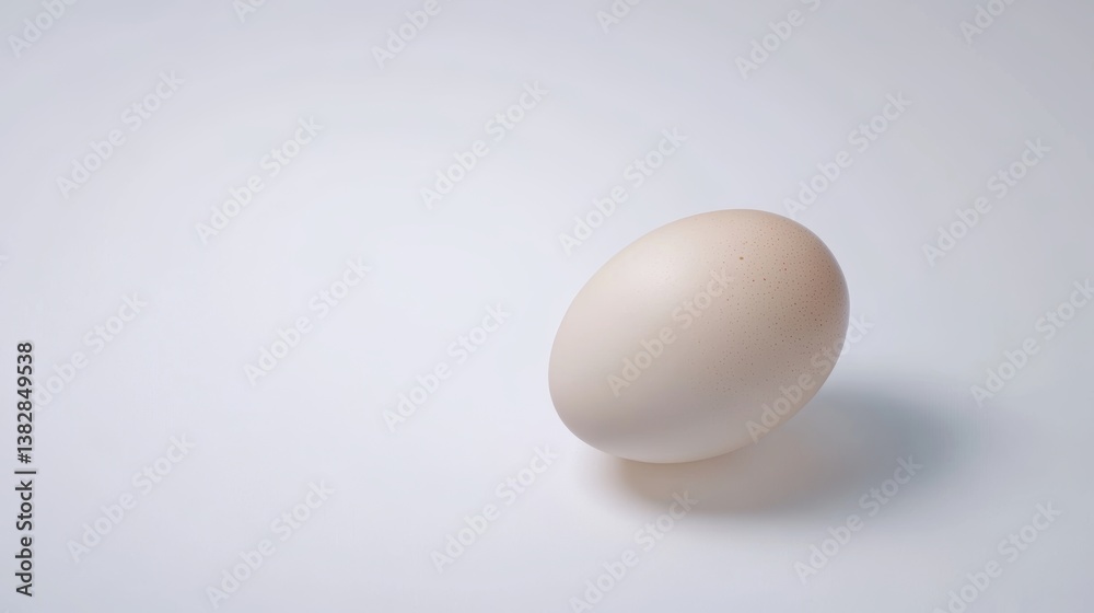 White egg placed on a plain surface showcasing its smooth texture and rounded shape under soft lighting, isolated on white background White egg placed on a plain surface showcasing its smooth texture and rounded shape under soft lighting, isolated on white background
