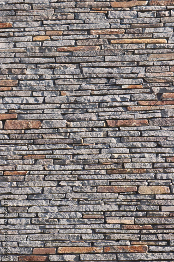 Fototapeta premium Stone Slate Walls Brickwork Slim Strip Rectangular Bricks uniform neat texture surface background