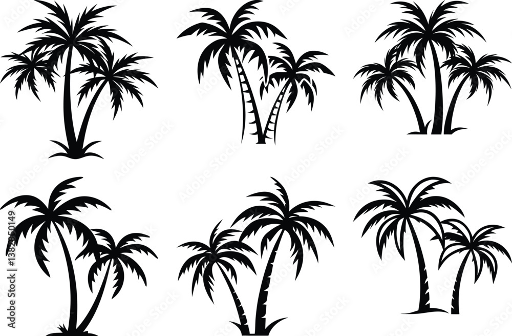 plam tree silhouette on white background plam tree silhouette on white background