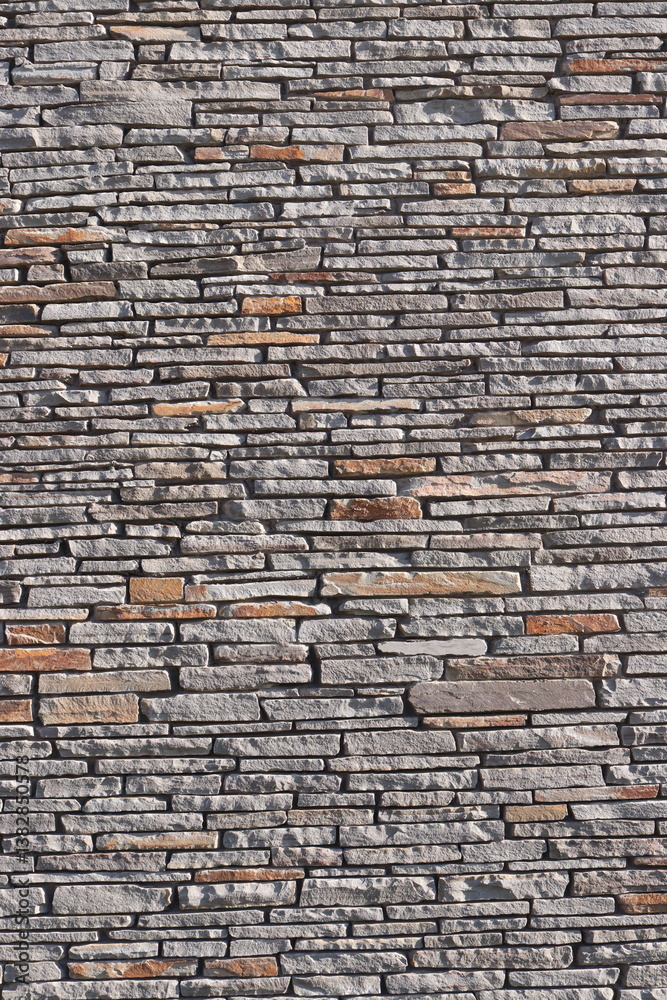 Obraz premium Stone Slate Walls Brickwork Slim Strip Rectangular Bricks uniform neat texture surface background