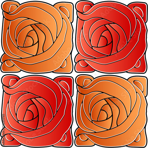 A seamless, geometric pattern styled to resemble a rose flower.