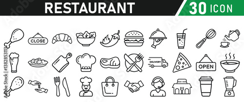 Restaurant related icons set. Vector icon collection