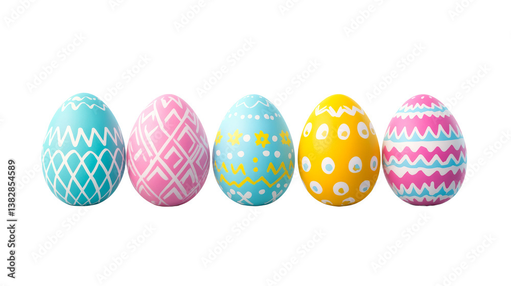 Row of patterned Easter eggs on black background, cut out transparent Row of patterned Easter eggs on black background, cut out transparent