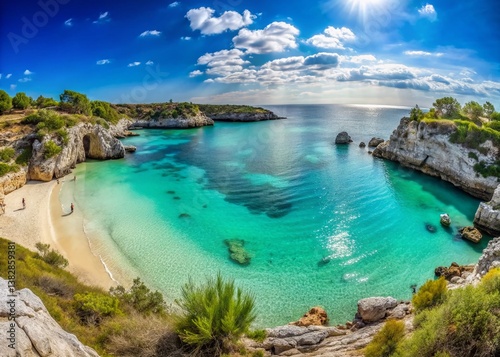 Panoramic View of Porto Badisco Beach, Salento, Puglia, Italy
