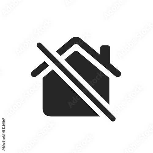Filled House with Slash Icon
