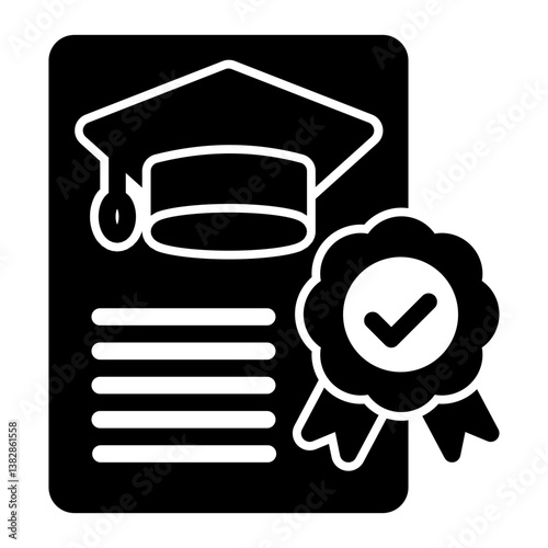 Certificate Icon Solid Style for Scholarship Pack Icon Themes
