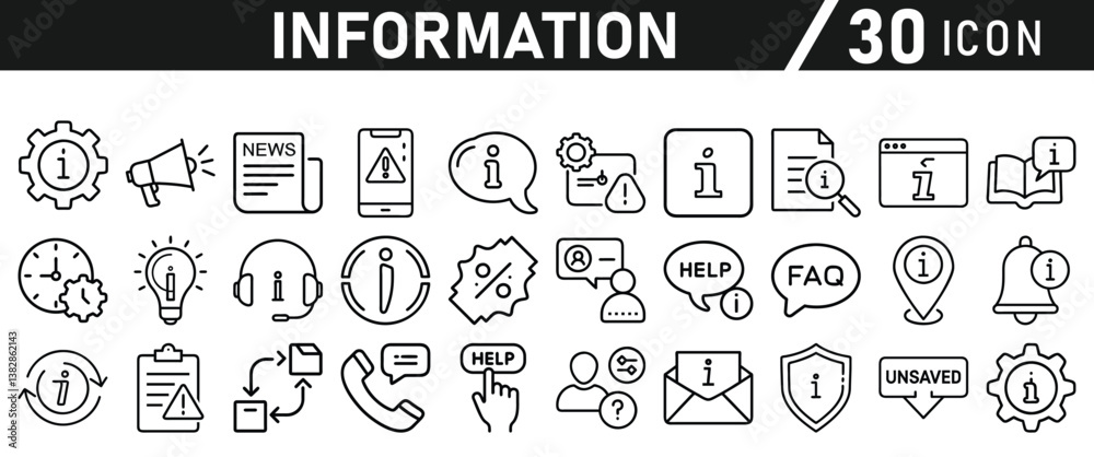 Information icons set. Liner information icon. Info simple vector icons collection Information icons set. Liner information icon. Info simple vector icons collection