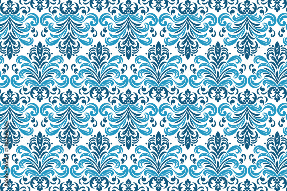 retro seamless blue ornamental pattern with botanical influences for trendy home decor and fashion accessories

