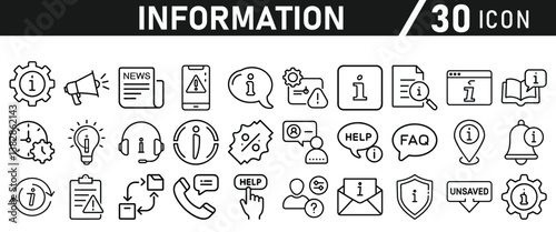 Information icons set. Liner information icon. Info simple vector icons collection