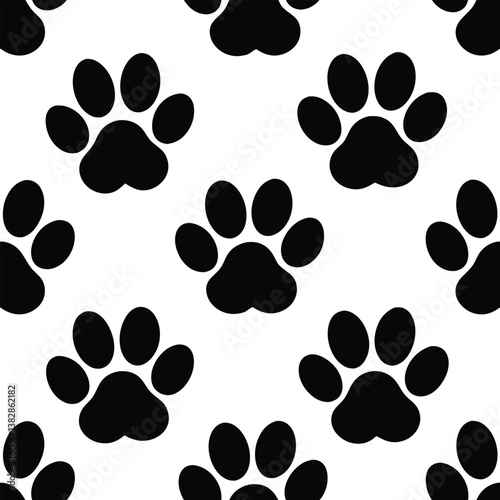 Dog Paw Print Seamless Pattern Vector Background