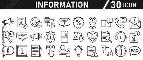 Information icons set. Liner information icon. Info simple vector icons collection