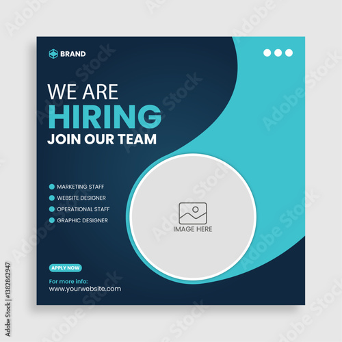 Creative job hiring poster design template. We are hiring job vacancy social media post or square web banner.

