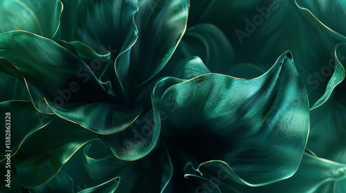 Textura de hojas verdes oscuras con luz suave y sombras.