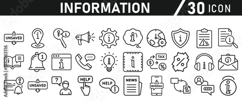 Information icons set. Liner information icon. Info simple vector icons collection