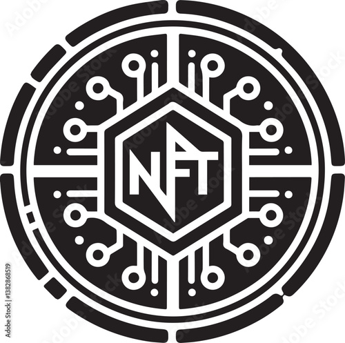 Nft fungible token silhouette vector on white background