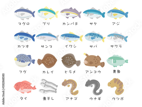 魚  種類  イラストセット