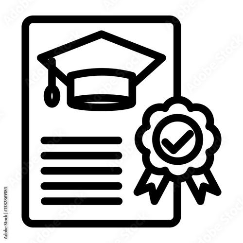 Certificate Icon Outline Style for Scholarship Pack Icon Themes