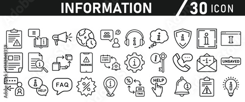 Information icons set. Liner information icon. Info simple vector icons collection