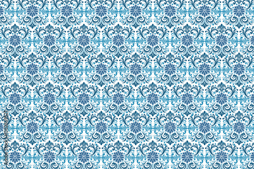sophisticated seamless blue ornamental pattern with botanical flourishes for premium pillow covers and table tops


