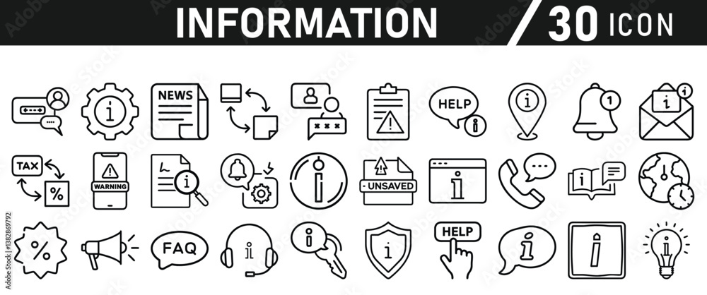 Information icons set. Liner information icon. Info simple vector icons collection Information icons set. Liner information icon. Info simple vector icons collection