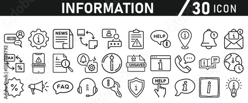 Information icons set. Liner information icon. Info simple vector icons collection