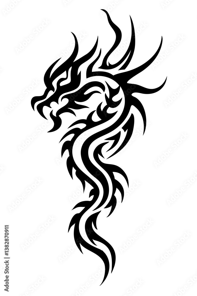 Naklejka premium dragon tribal tattoo silhouette