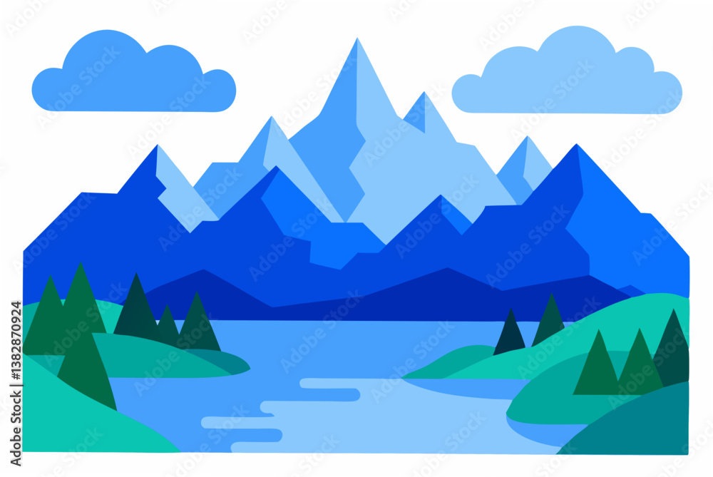 Fototapeta premium vector illustration of a mountain landscape