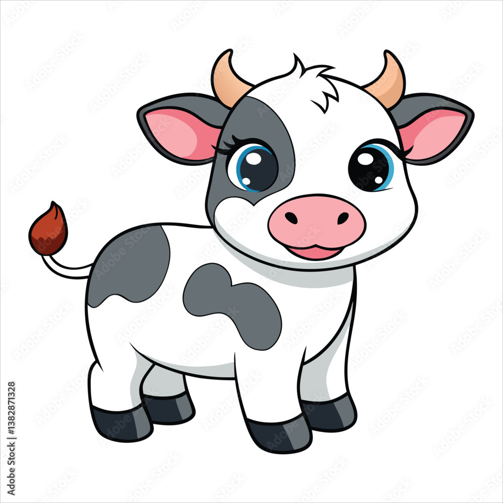 Fototapeta premium Happy Cartoon Calf - Sweet and Cheerful Animal Design Art & Illustration