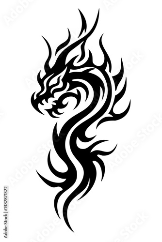 Wallpaper Mural dragon tribal tattoo silhouette Torontodigital.ca