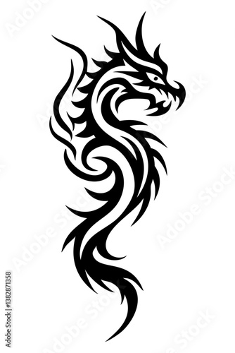 dragon tribal tattoo silhouette