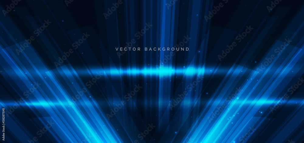 Fototapeta premium Techlology geometric diagonal glowing on dark blue background. Communication concept innovation.