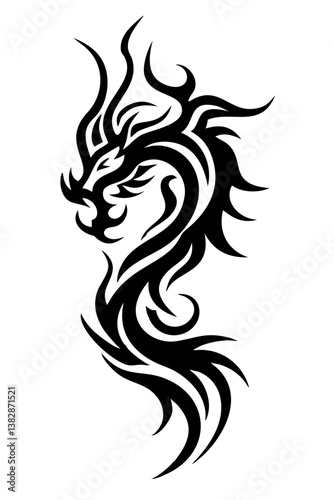 Wallpaper Mural dragon tribal tattoo silhouette Torontodigital.ca