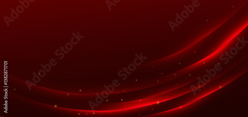 Luxury red background with glowing curve lines elegant. Template award concept.