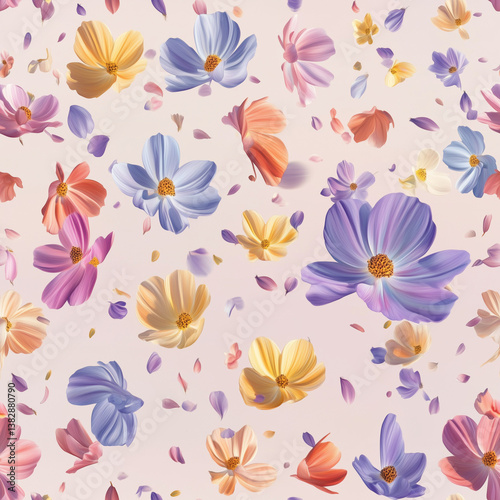spring flowers tile seamless pattern