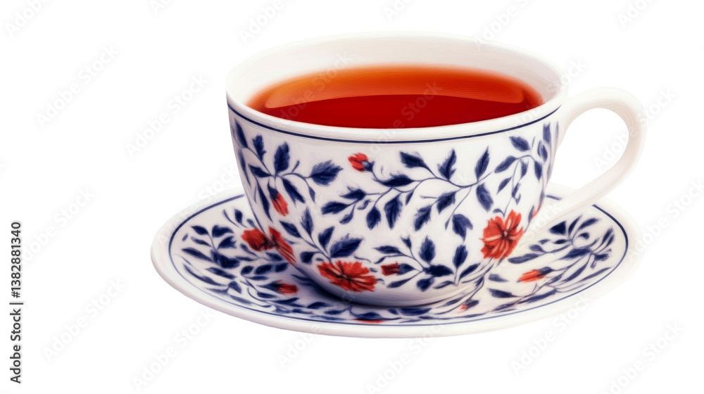 Teacup with tea, porcelain, flowers, beverage, cut out transparent Teacup with tea, porcelain, flowers, beverage, cut out transparent